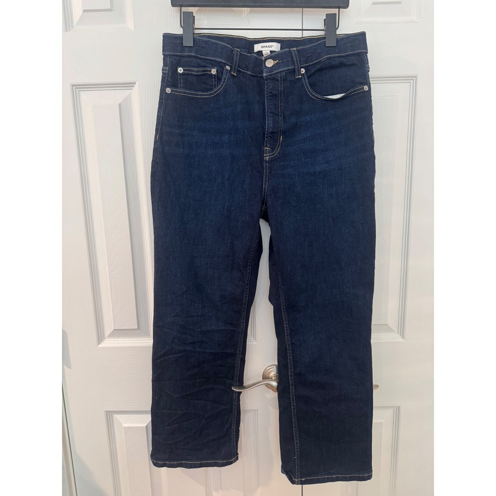 Spanx Ankle Straight Leg Jeans Midnight Shade Dark Wash 21379R Size 16.Excellent